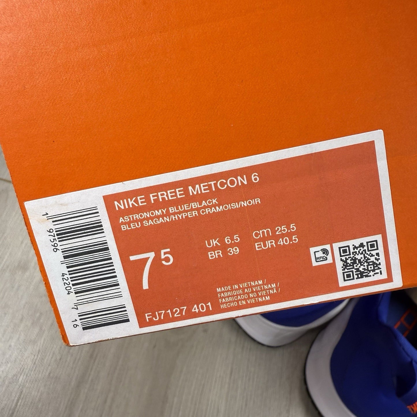 Nike Free Metcon 6 Trainers Astronomy Blue Size UK6.5 US7.5 EU40.5 FJ7127-301