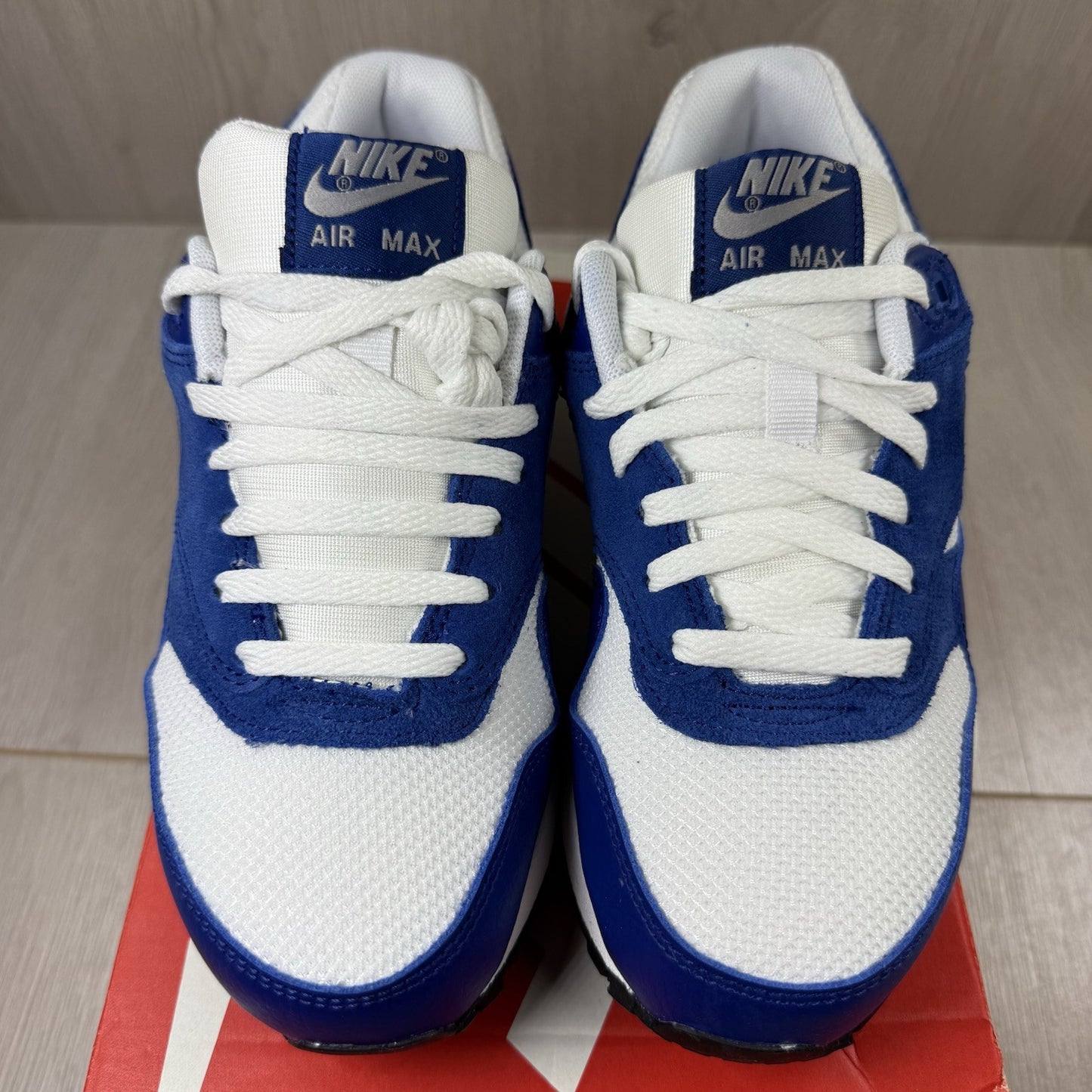 Nike Air Max 1 Trainers White Gym Blue Size UK3 US3.5 EU35.5 555766-111