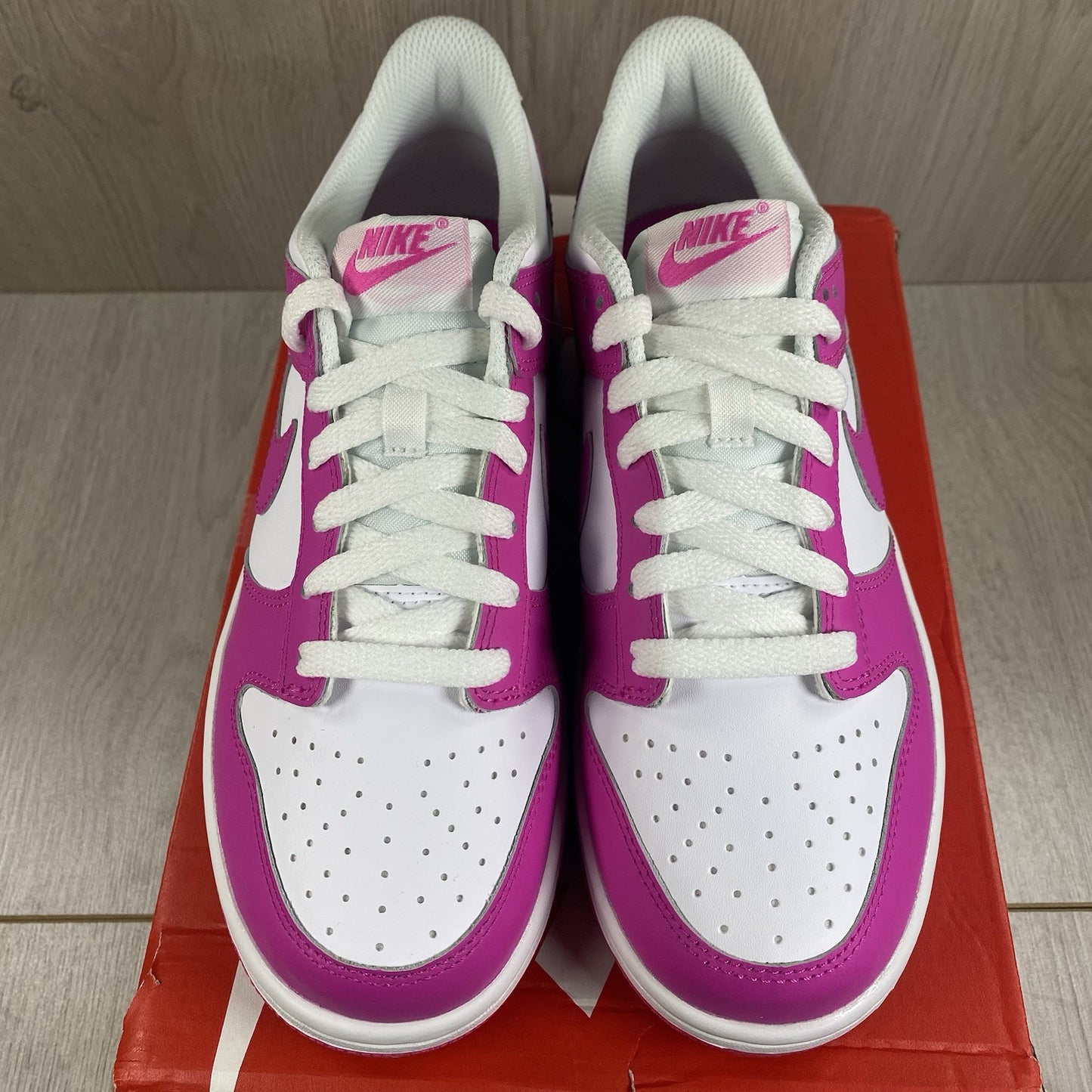 Nike Dunk Low Trainers White Laser Fuchsia Pink Size UK5 US5.5 EU38 FB9109-102