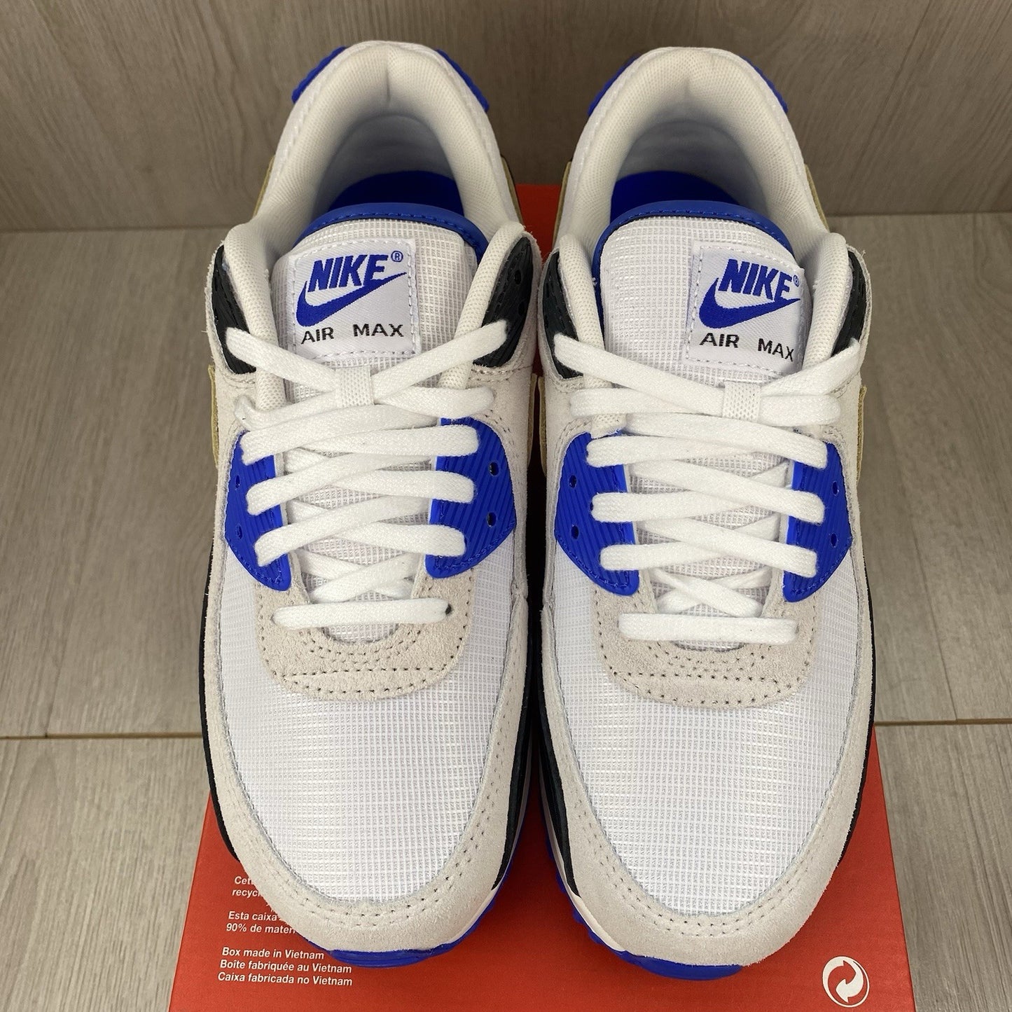 Nike Air Max 90 Trainers Khaki White Racer Blue UK6.5 US7.5 EU40.5 HF3449-100