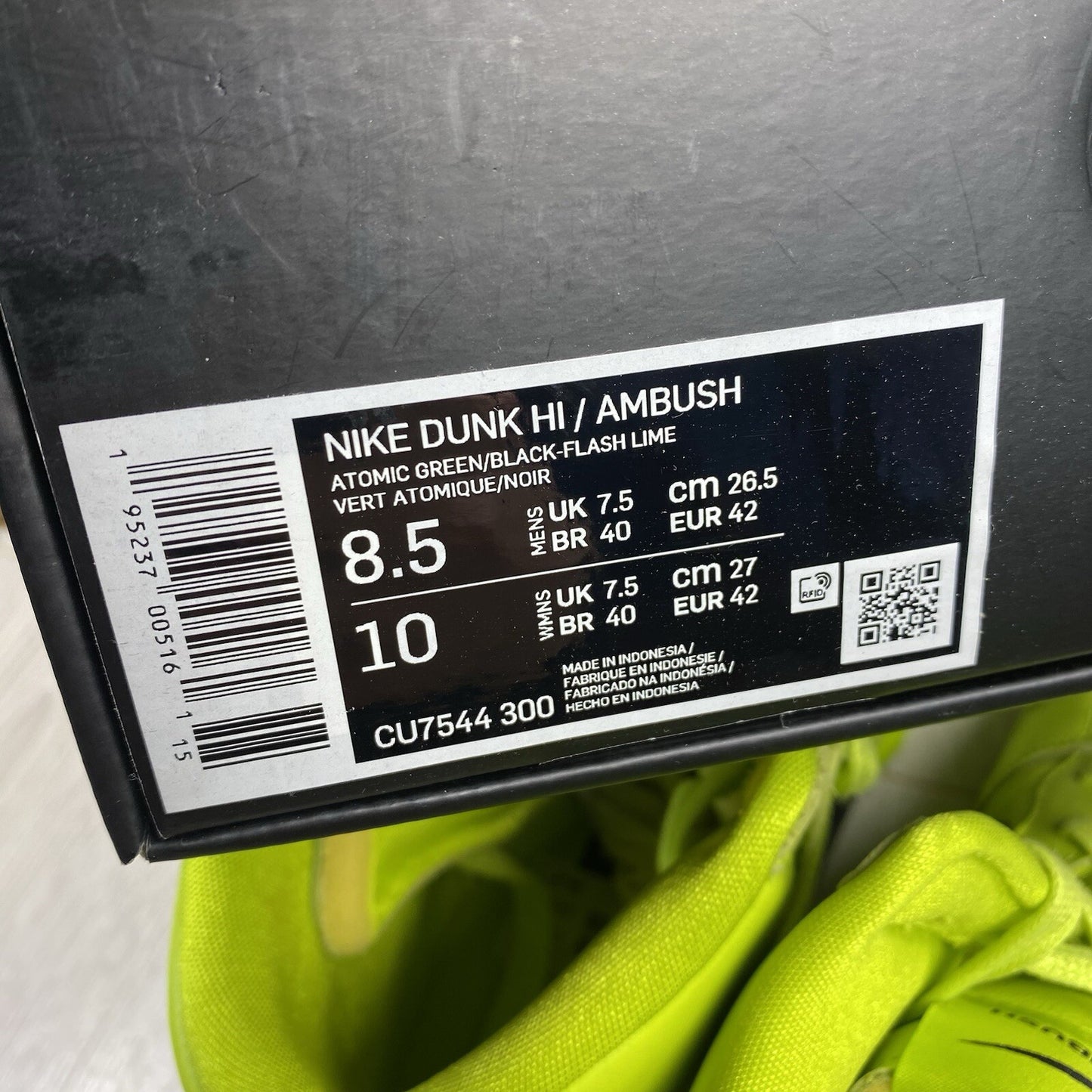 Nike Dunk High Ambush Trainers Flash Lime Green UK7.5 US8.5 EU42 CU7544-300
