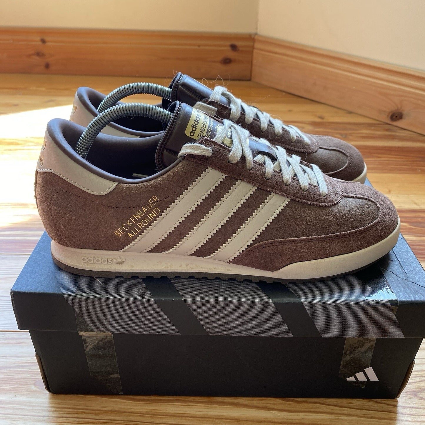 Adidas Originals Beckenbauer Trainers Brown White UK8.5 US9 EU42 2/3 G96460 NEW
