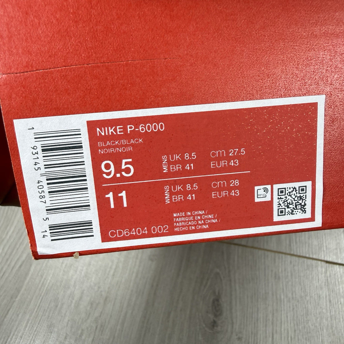 Nike P-6000 Trainers Triple Black Size UK8.5 CD6404 00213