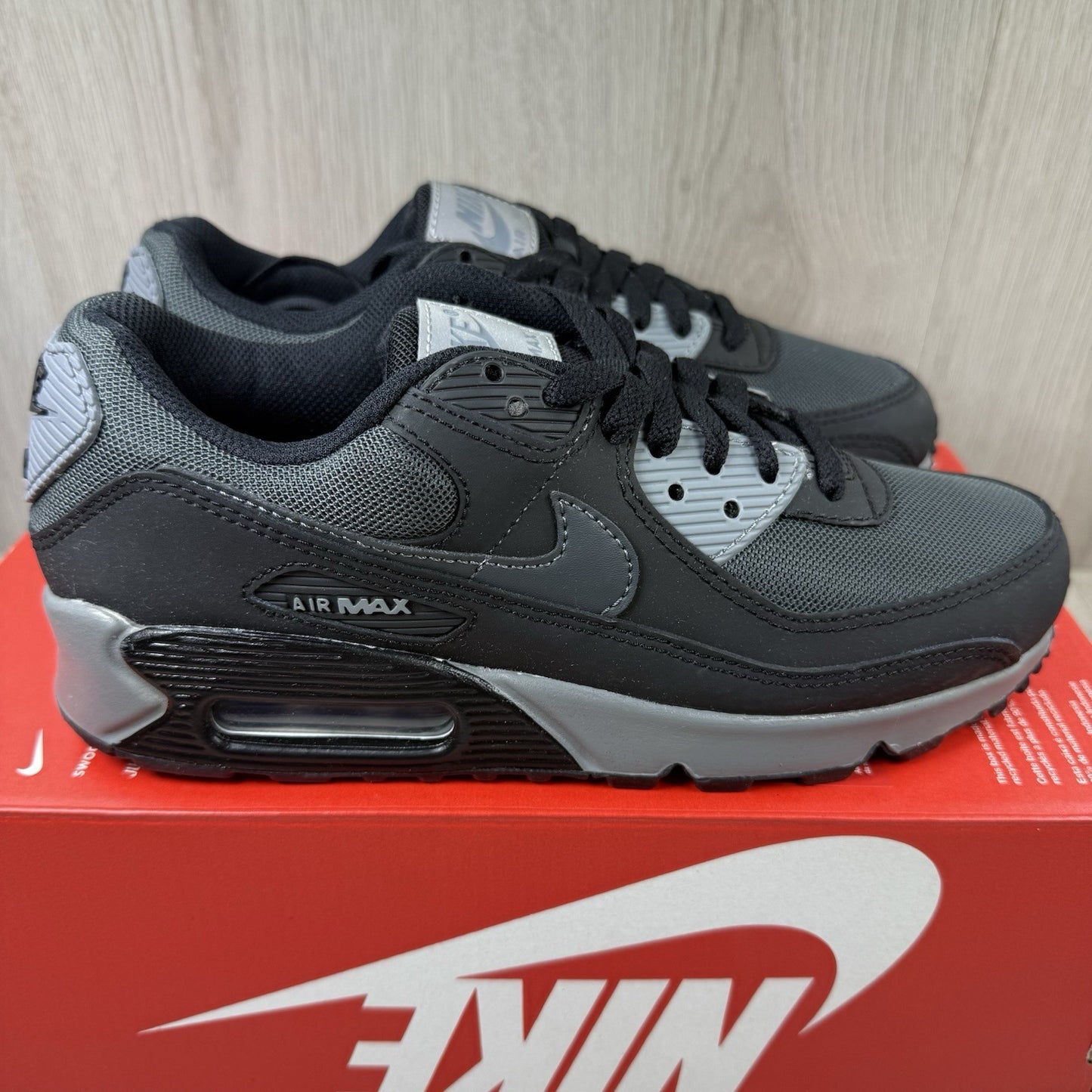 Nike Air Max 90 Trainers Black Anthracite Grey Size UK4.5 US5 EU37.5 HM0625-001