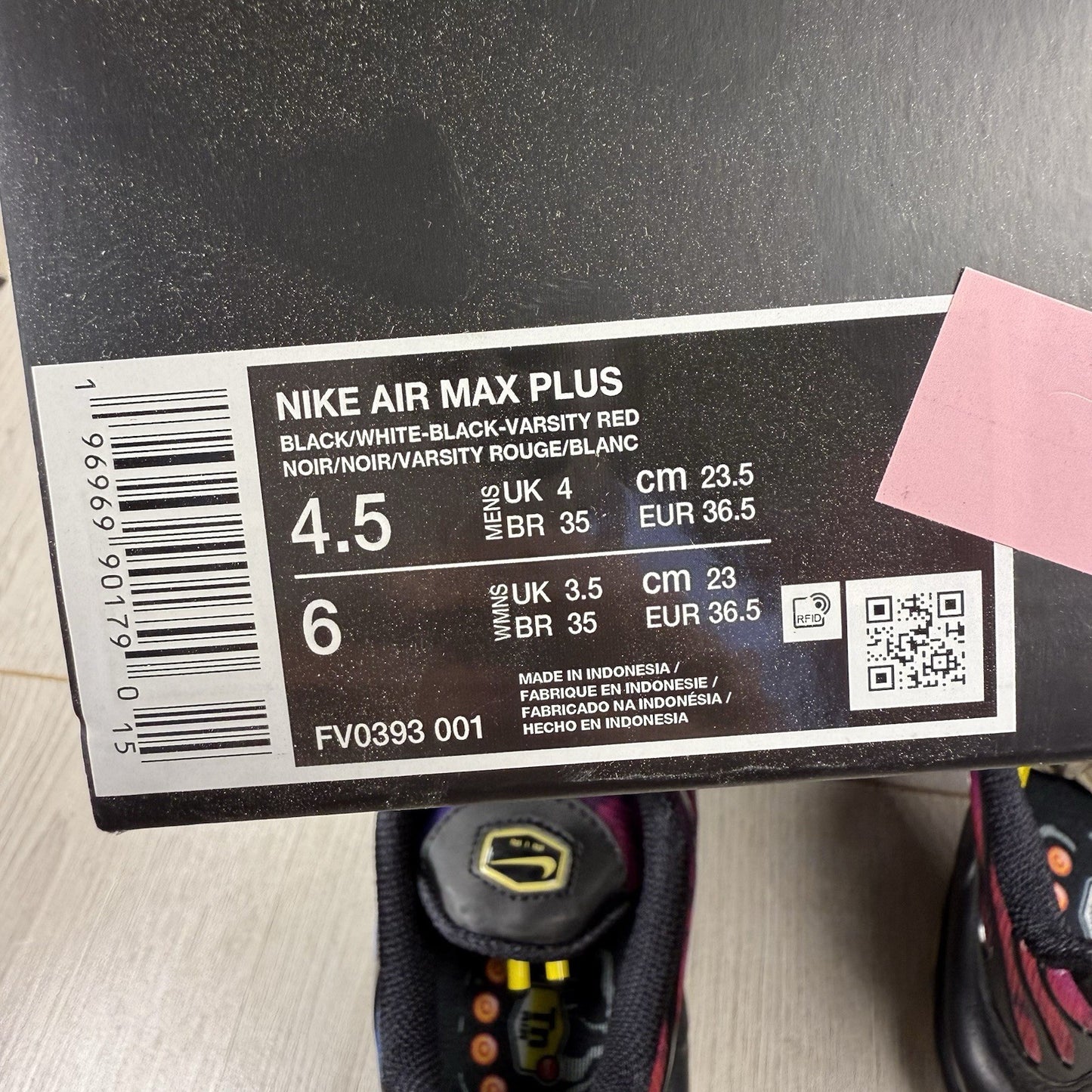 Nike TN Air Max Plus Trainers 25th Anniversary Black Size UK4 US4.5 FV0393-001