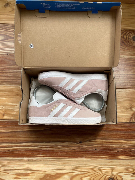 ADIDAS GAZELLE Kids Unisex Trainers Pink White UK2 US2.5 EU34 IE5597 2022 NEW