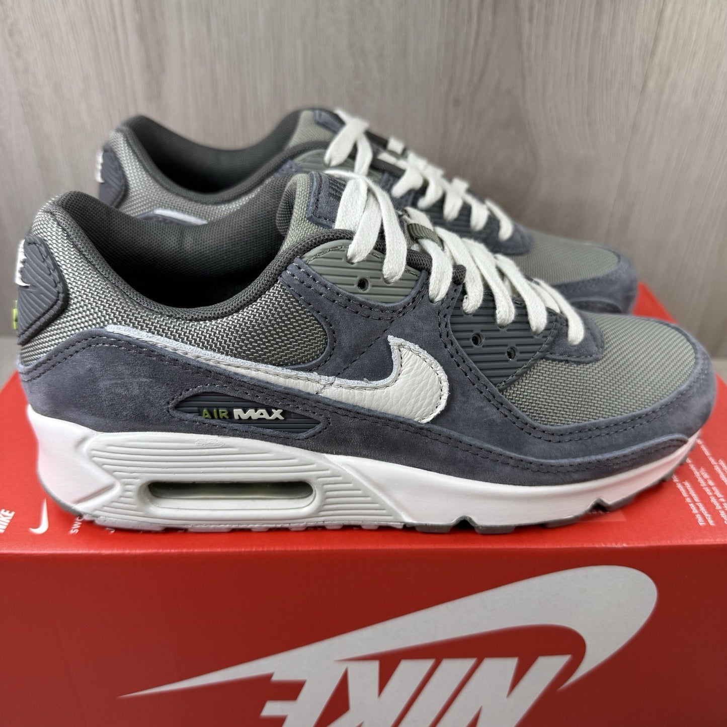 Nike Air Max 90 Trainers Premium Iron Grey Size UK3.5 US4 EU36 HJ3989-001