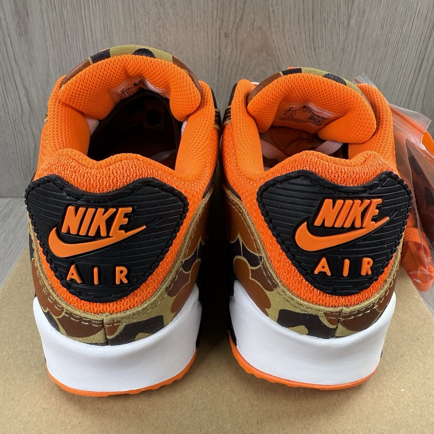 Nike Air Max 90 Trainers Duck Camo Orange Size UK4.5 US5 EU37.5 CW4039-800