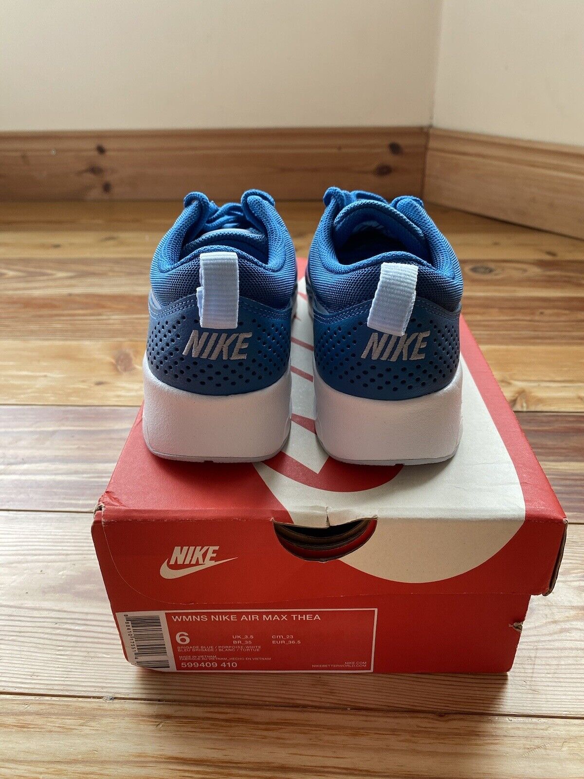 NIKE AIR MAX THEA Womens Trainers Blue White UK3.5 US6 EU36.5 599409410 2015 NEW