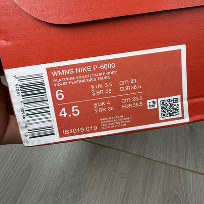 Nike P-6000 Trainers Platinum Violet Vast Grey Size UK3.5 US6 EU36.5 IB4019-019