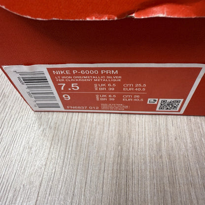 Nike P-6000 Trainers Light Iron Ore Silver Size UK6.5 US7.5 EU40.5 FN6837-012