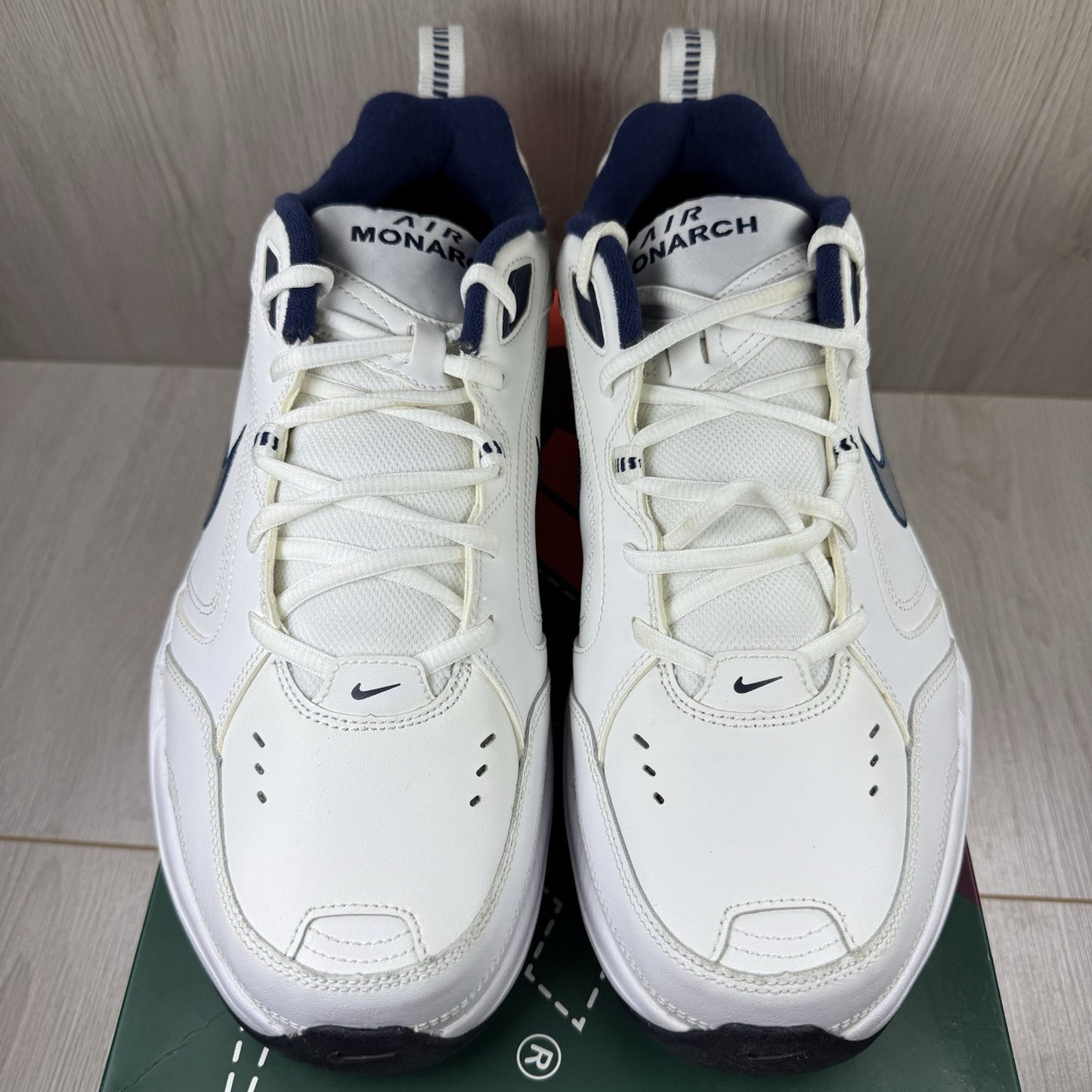 Nike Air Monarch IV Trainers White Midnight Navy UK10.5 US11.5 EU45.5 416355-102