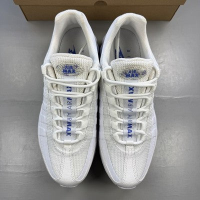 Nike trainers white with comet blue accents and signature logo details.