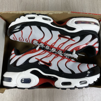 Nike Air Max Plus TN Trainers Platinum White Black Red Size UK5.5 CD0609-027