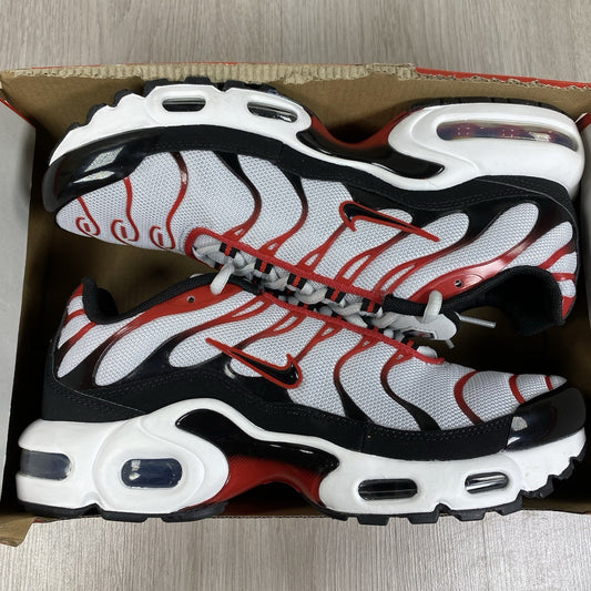 Nike Air Max Plus TN Trainers Platinum White Black Red Size UK5.5 CD0609-027