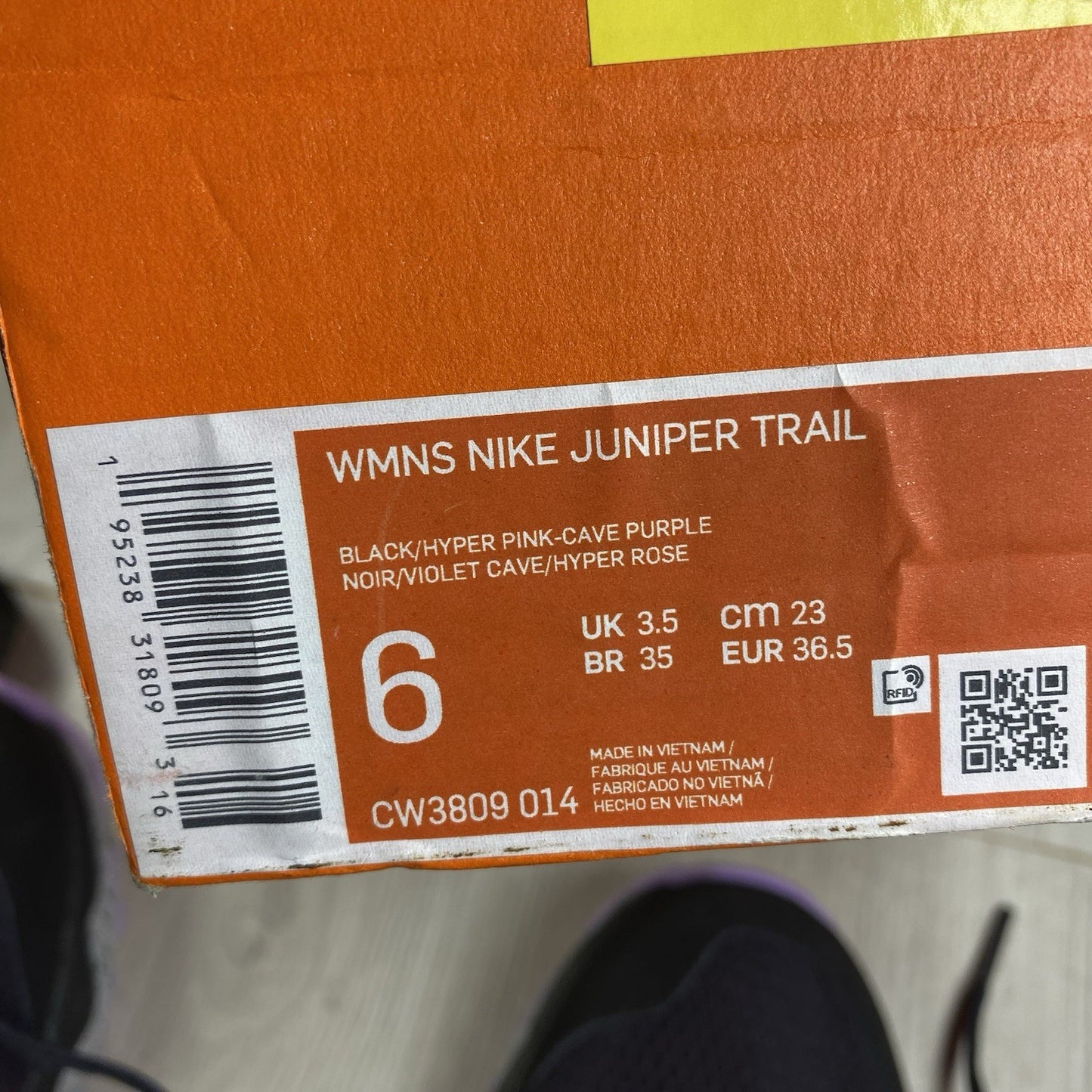 Nike Juniper Trail Trainers Black Pink Size UK3.5 US6 EU36.5 CW3809-014