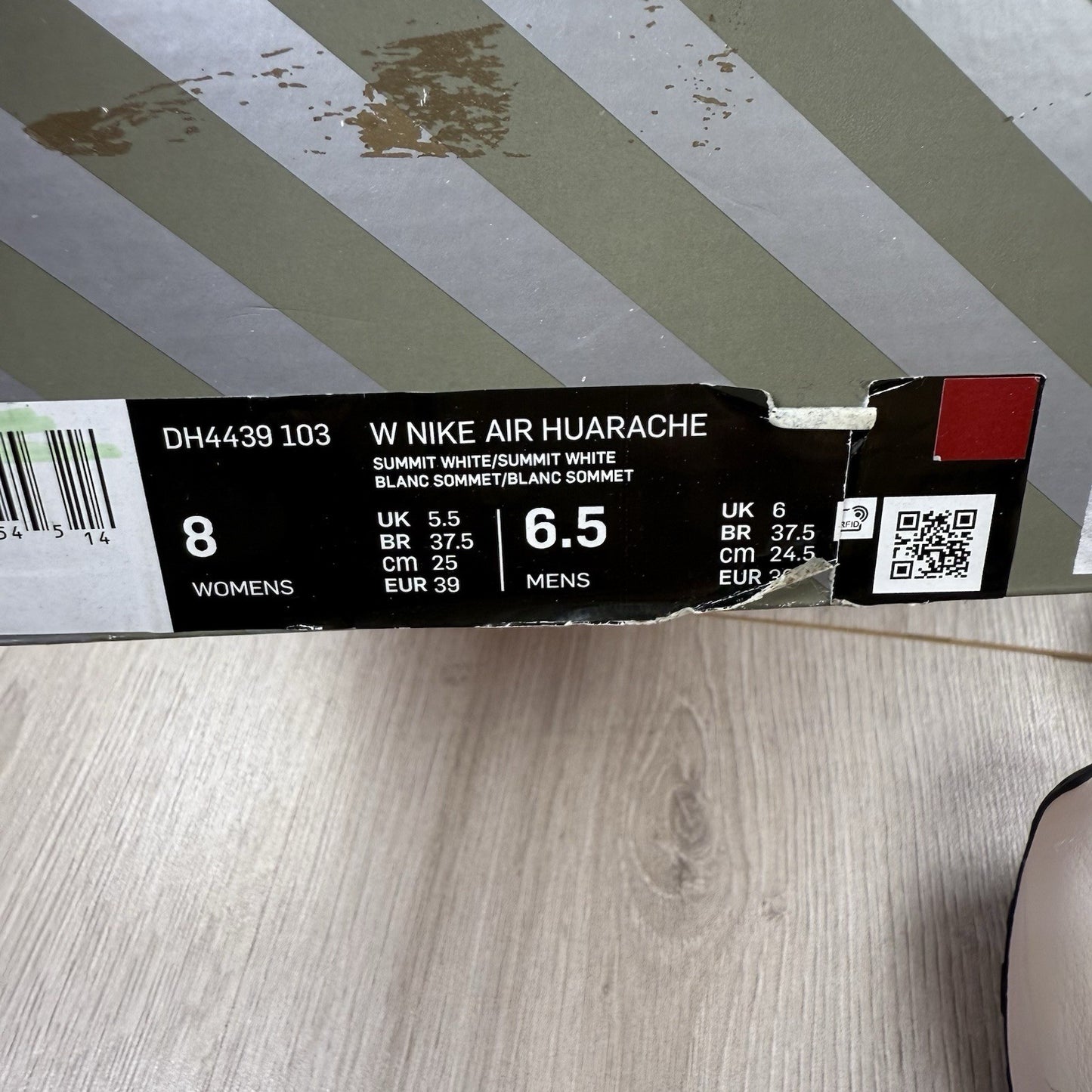 Nike Air Huarache Trainers Sail Bred White Size UK5.5 US8 EU39 DH4439-103