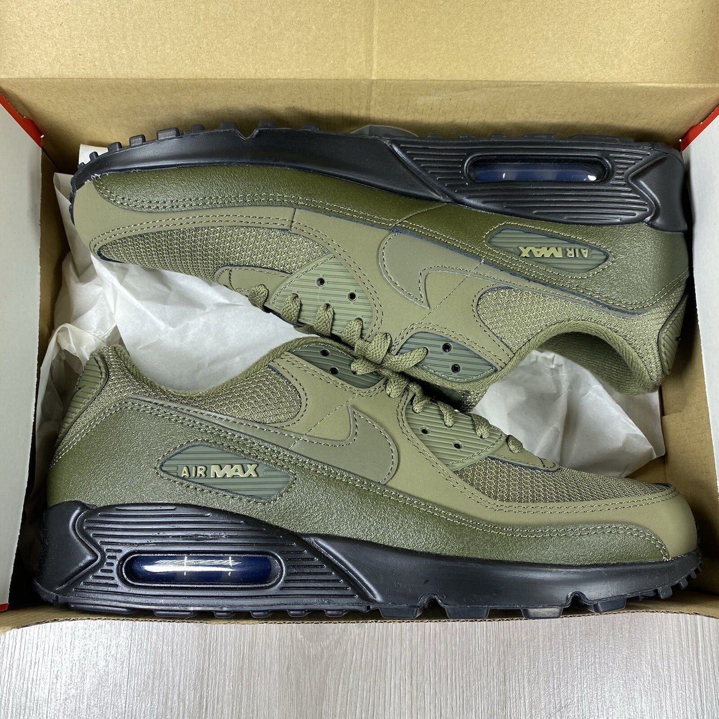 Nike Air Max 90 Trainers Shoes Green Black Size UK7.5 US8.5 EU42 HQ3828-200 NEW