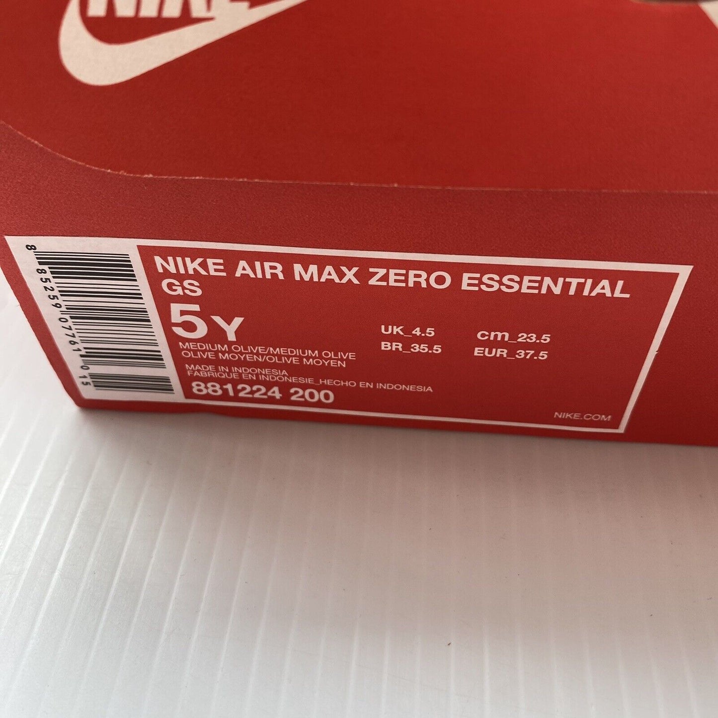 Nike Air Max Zero Essential Kids Trainers Khaki UK4.5 US5 EU37.5 881224-200 NEW