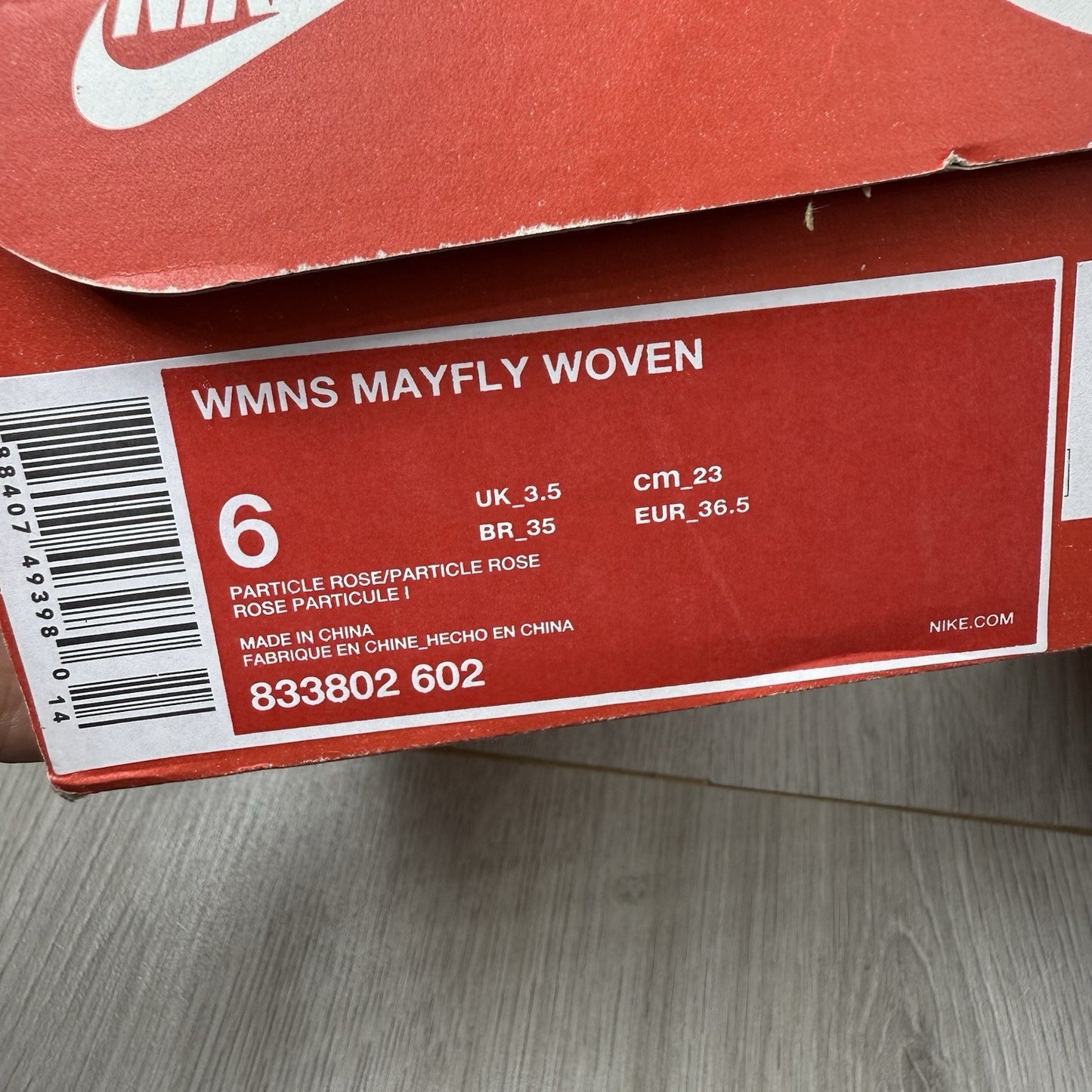 Nike Mayfly Woven Trainers Particle Rose Sail White UK3.5 US6 EU36.5 833802-602