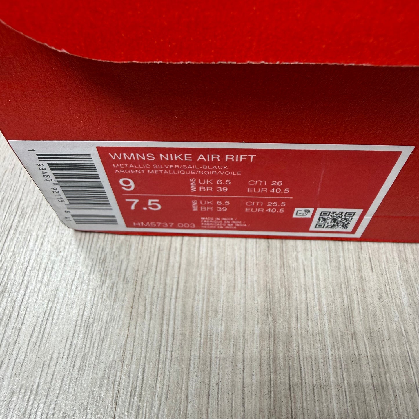 Nike Air Rift Leather Metallic Silver Sail