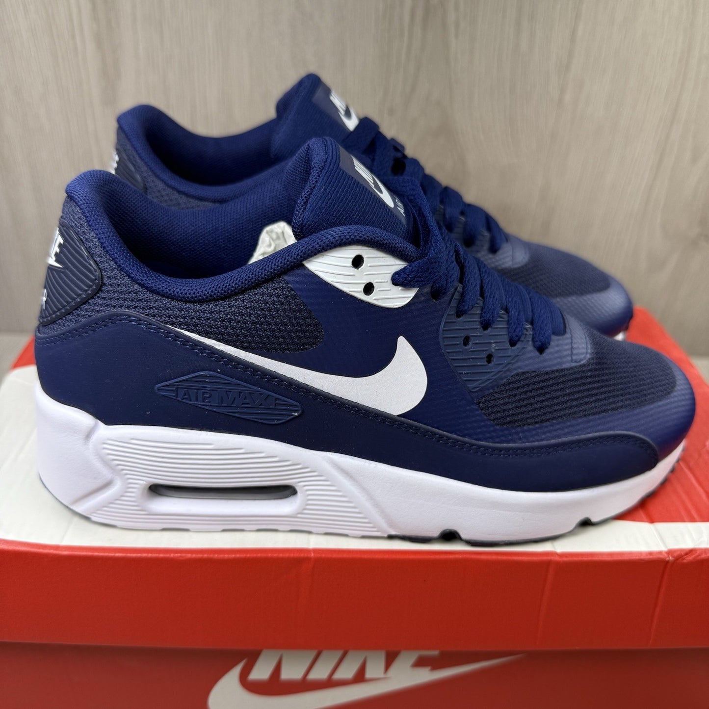 Nike Air Max 90 Ultra 2.0 Trainers Blue White Size UK4 US4.5 EU36.5 869950-400