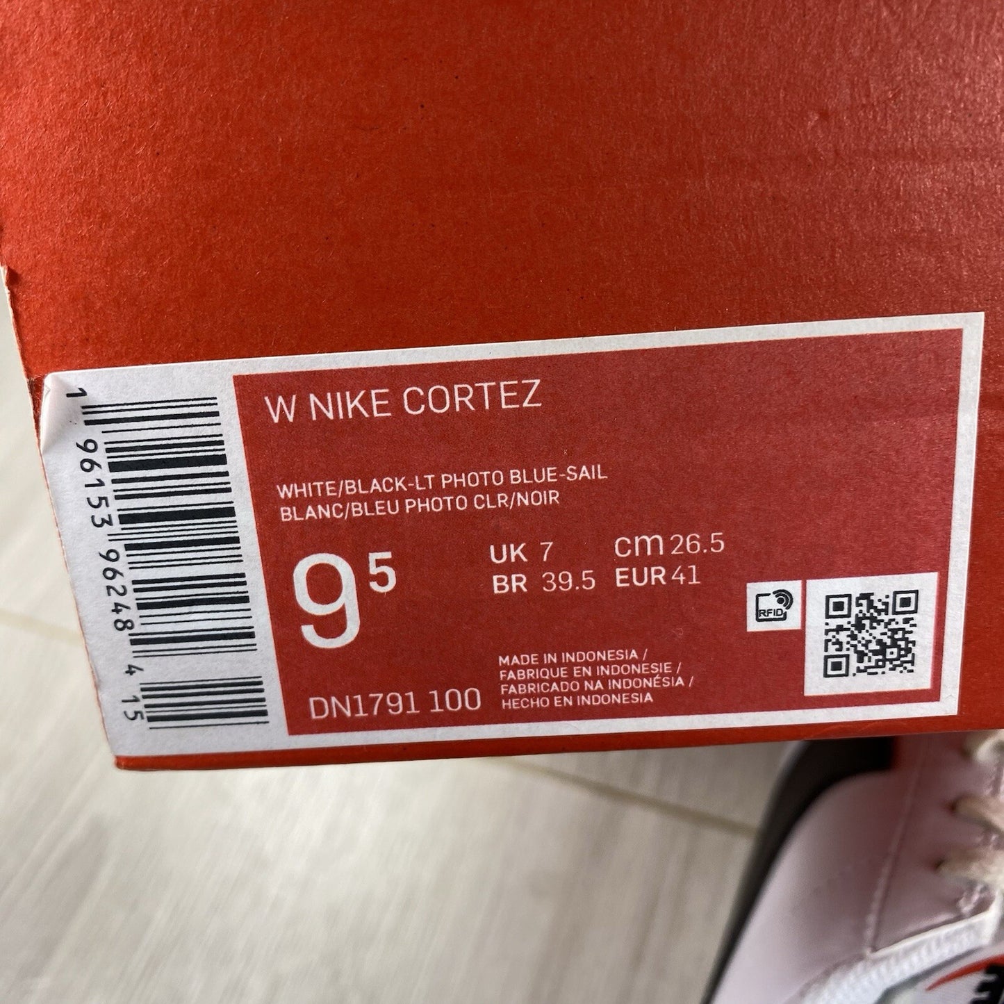 Nike Cortez Trainers White Black Size UK7 US9.5 EU41 DN1791-100 NEW