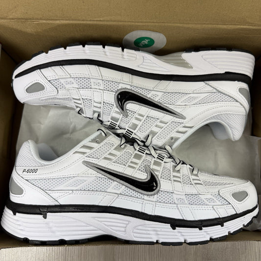 Nike P-6000 White Metallic Silver Black Trainers Size UK7.5 US8.5 CD6404-107