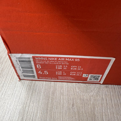 Nike Air Max 95 Trainers Toggle Metallic Silver Size UK3.5 US6 EU36.5 FD0798-001