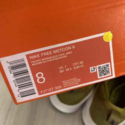 Nike Free Metcon 6 Trainers Pacific Moss Grey Size UK7 US8 EU41 FJ7127-300 🆕✅