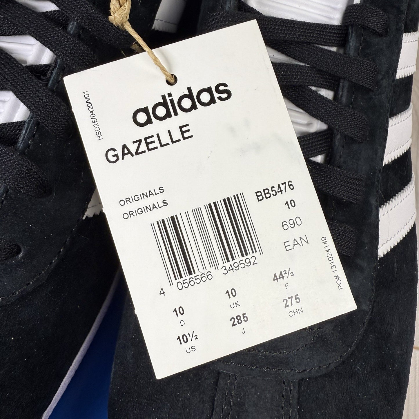 Adidas Gazelle Trainers Core Black Cloud White Size UK10 US10.5 EU44 2/3 BB5476