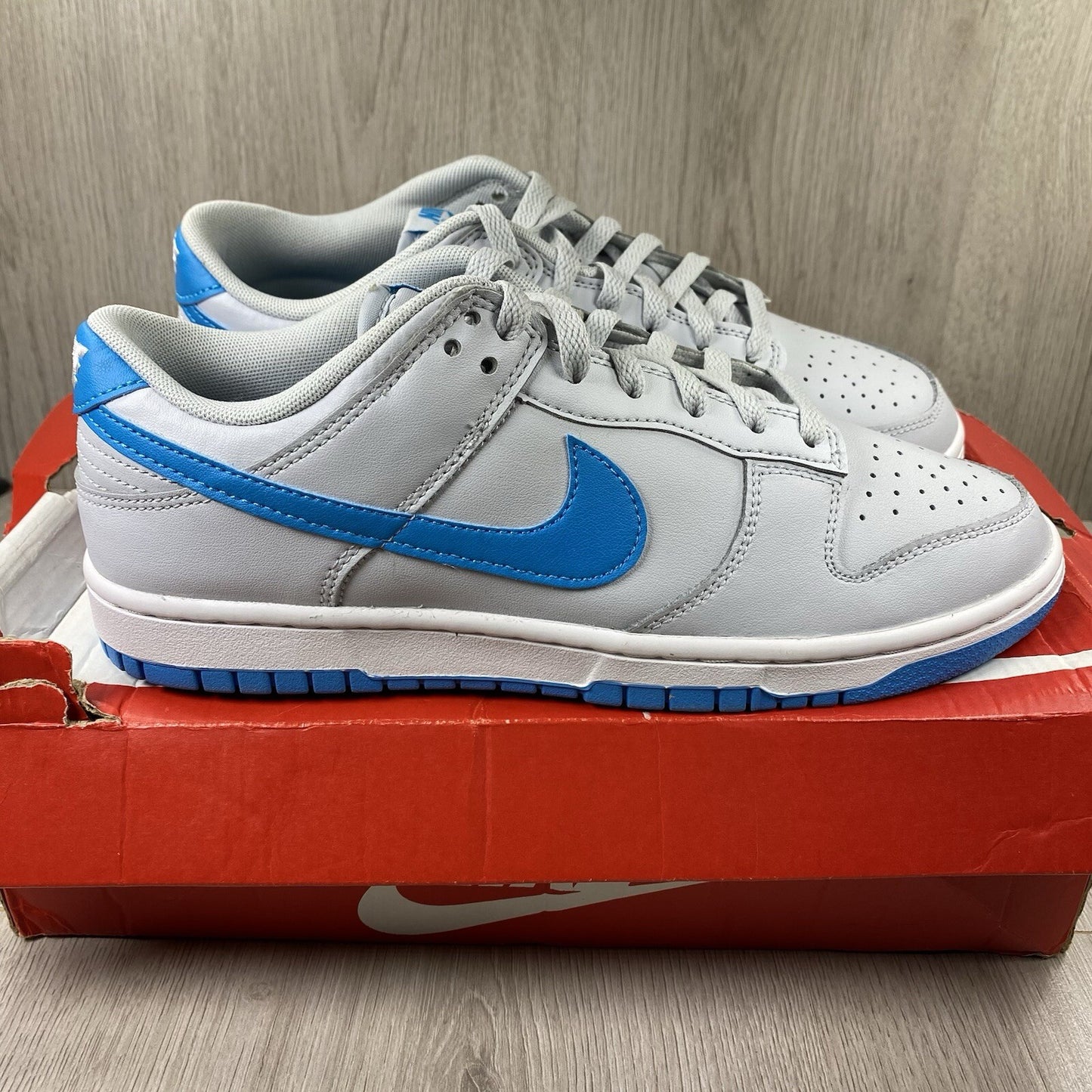 Nike Dunk Low Trainers Grey Light Blue Size UK7.5 US8.5 EU42 DV0831-001