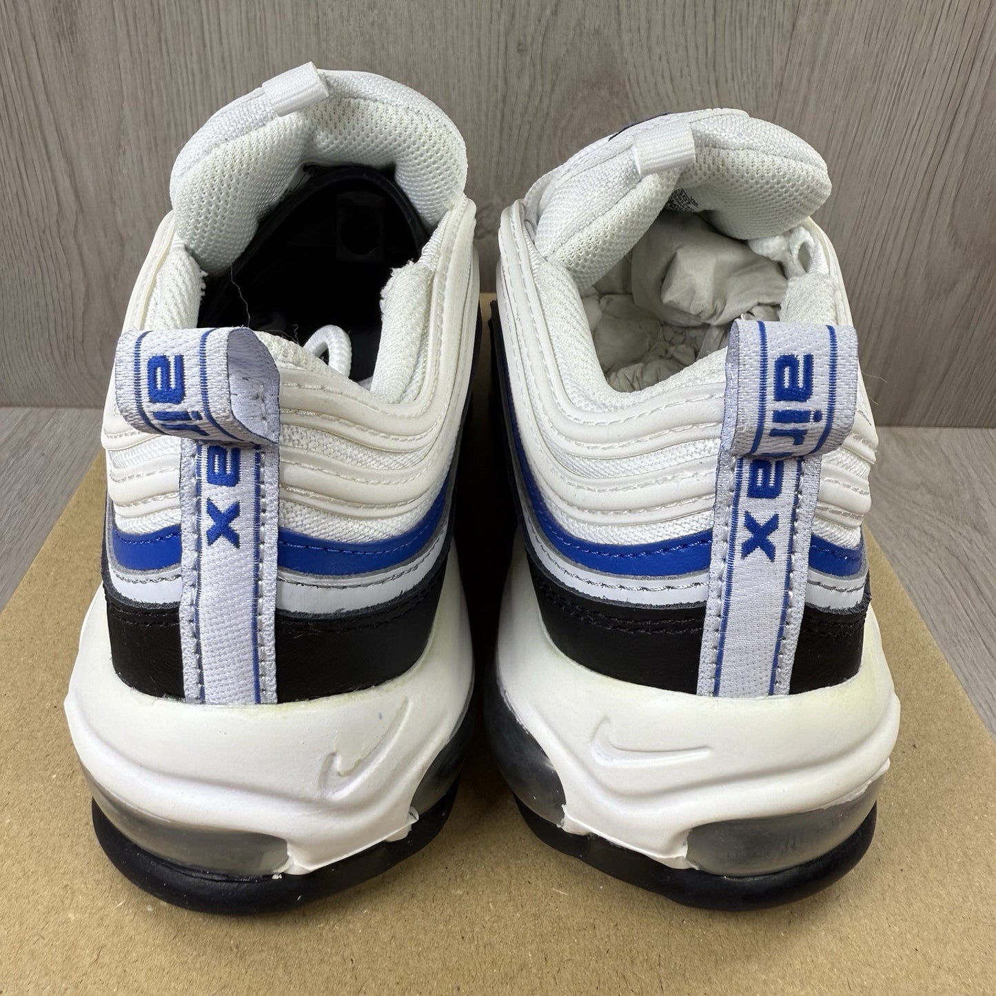 Nike Air Max 97 Trainers White Black Blue Size UK4 US4.5 EU36.5 921522-107