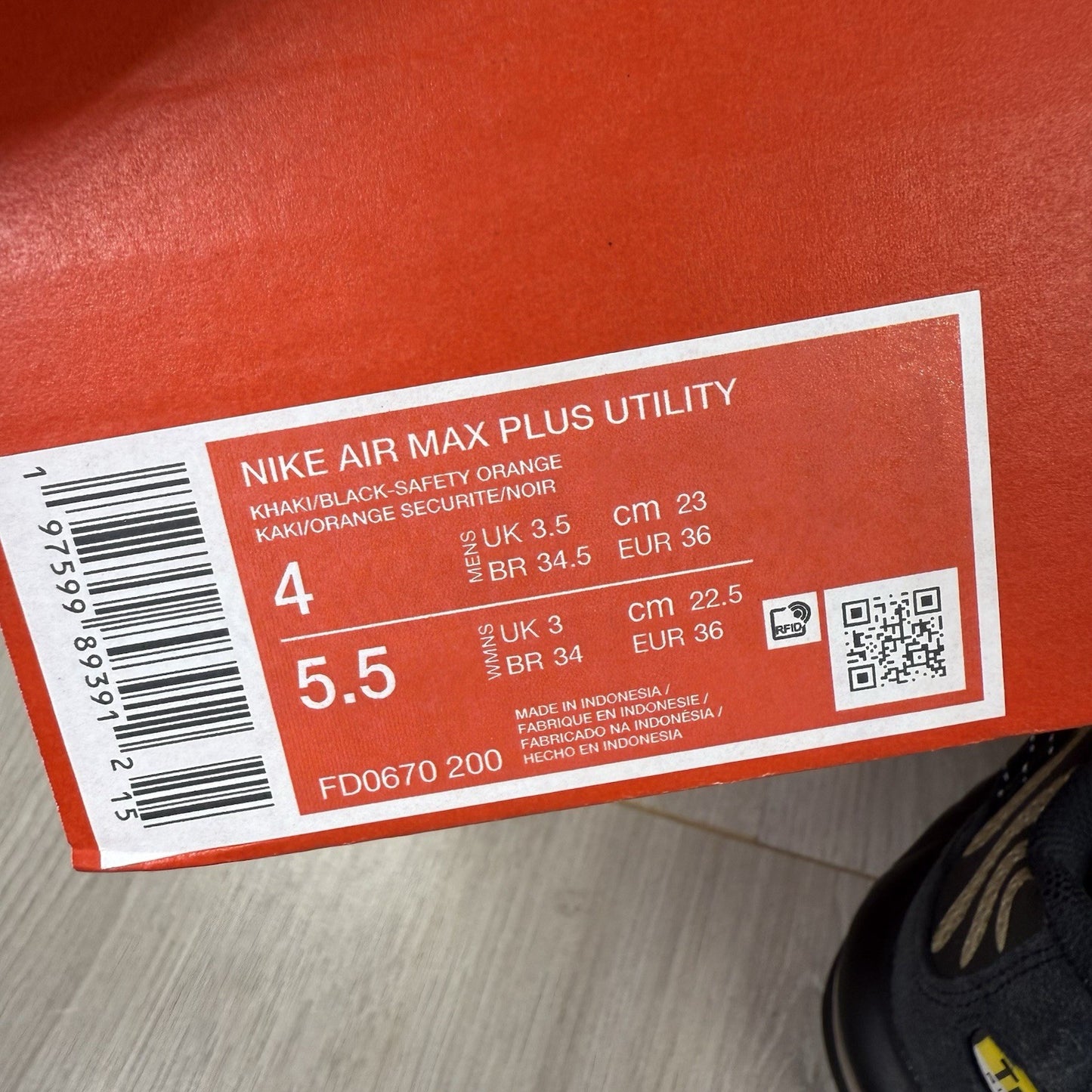 Nike Air Max Plus TN Utility Trainers Khaki Black Size UK3.5 US4 EU36 FD0670-200