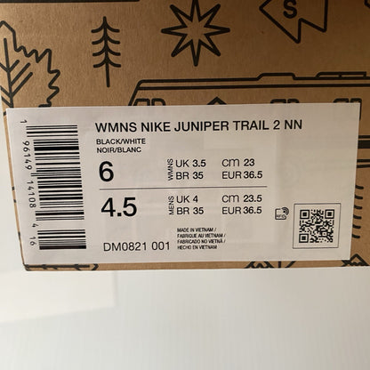 Nike Juniper Trail 2 NN Trainers Black White UK3.5 US6 EU36.5 DM0821-001