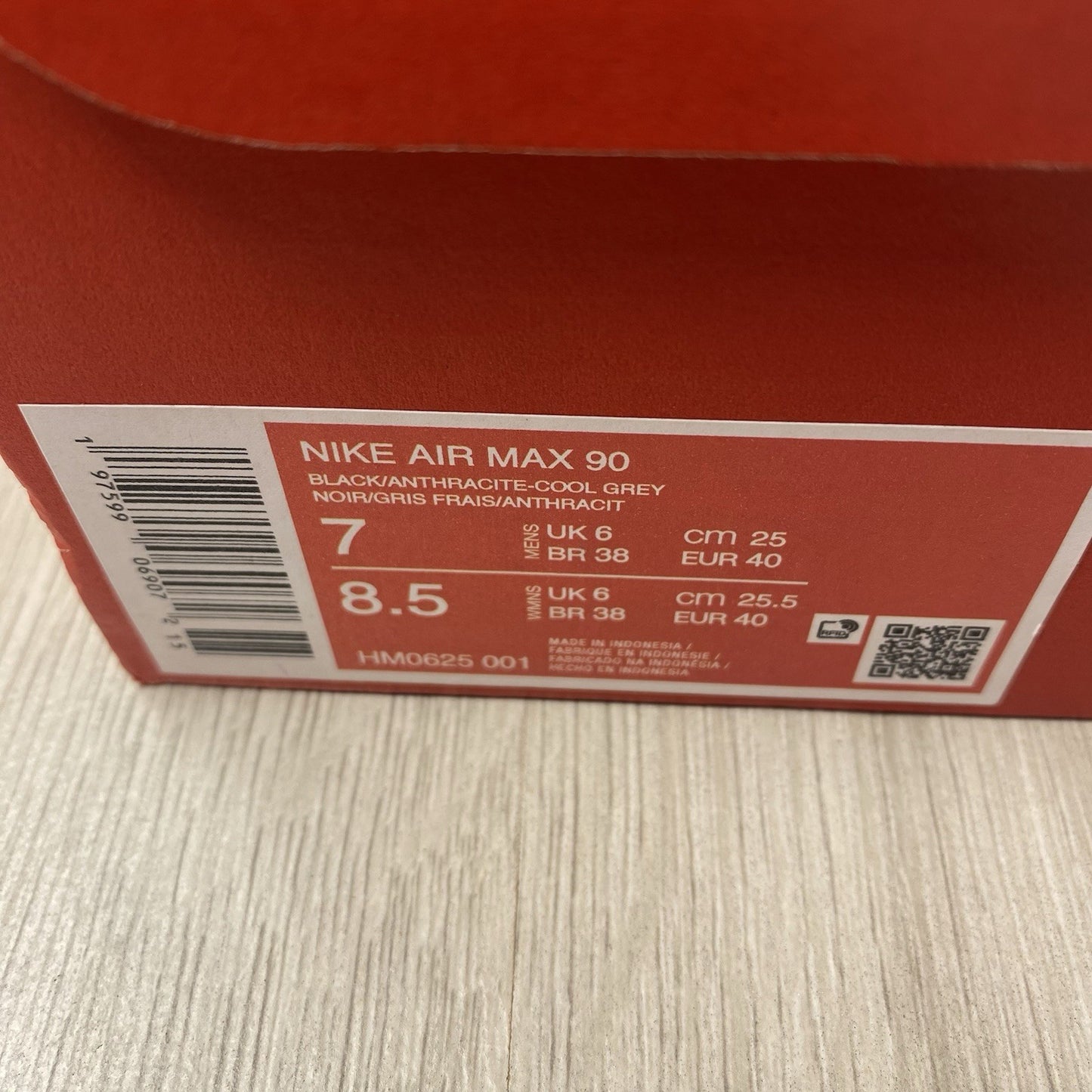 Nike Air Max 90 Trainers Black Anthracite Grey Size UK6 US7 EU40 HM0625-001