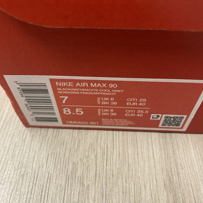 Nike Air Max 90 Trainers Black Anthracite Grey Size UK6 US7 EU40 HM0625-001