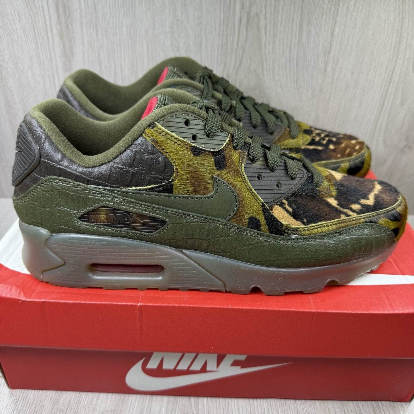 Nike Air Max 90 Trainers Camo Croc Cargo Khaki Size UK9 US10 EU44 CU0675-300
