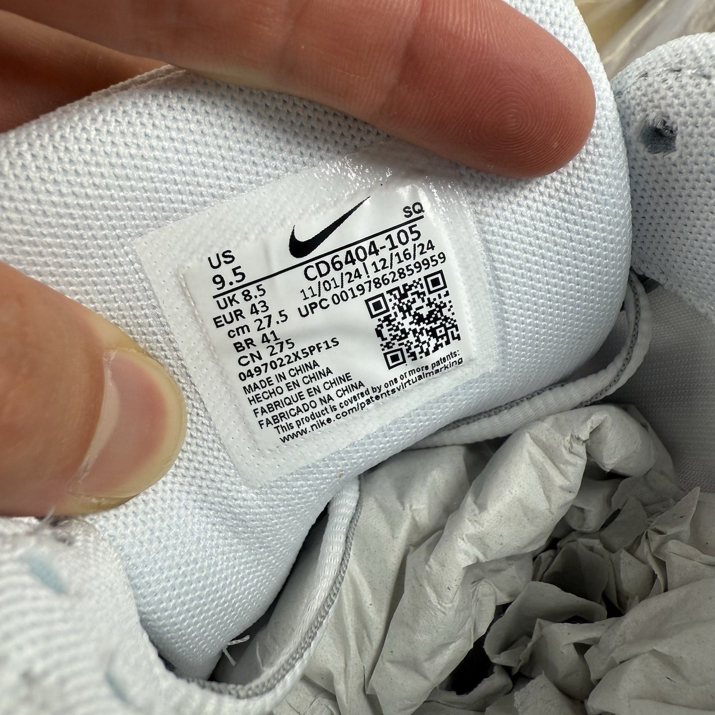 Nike P-6000 Trainers White Metallic Silver Size UK8.5 US9.5 EU43 CD6404-105