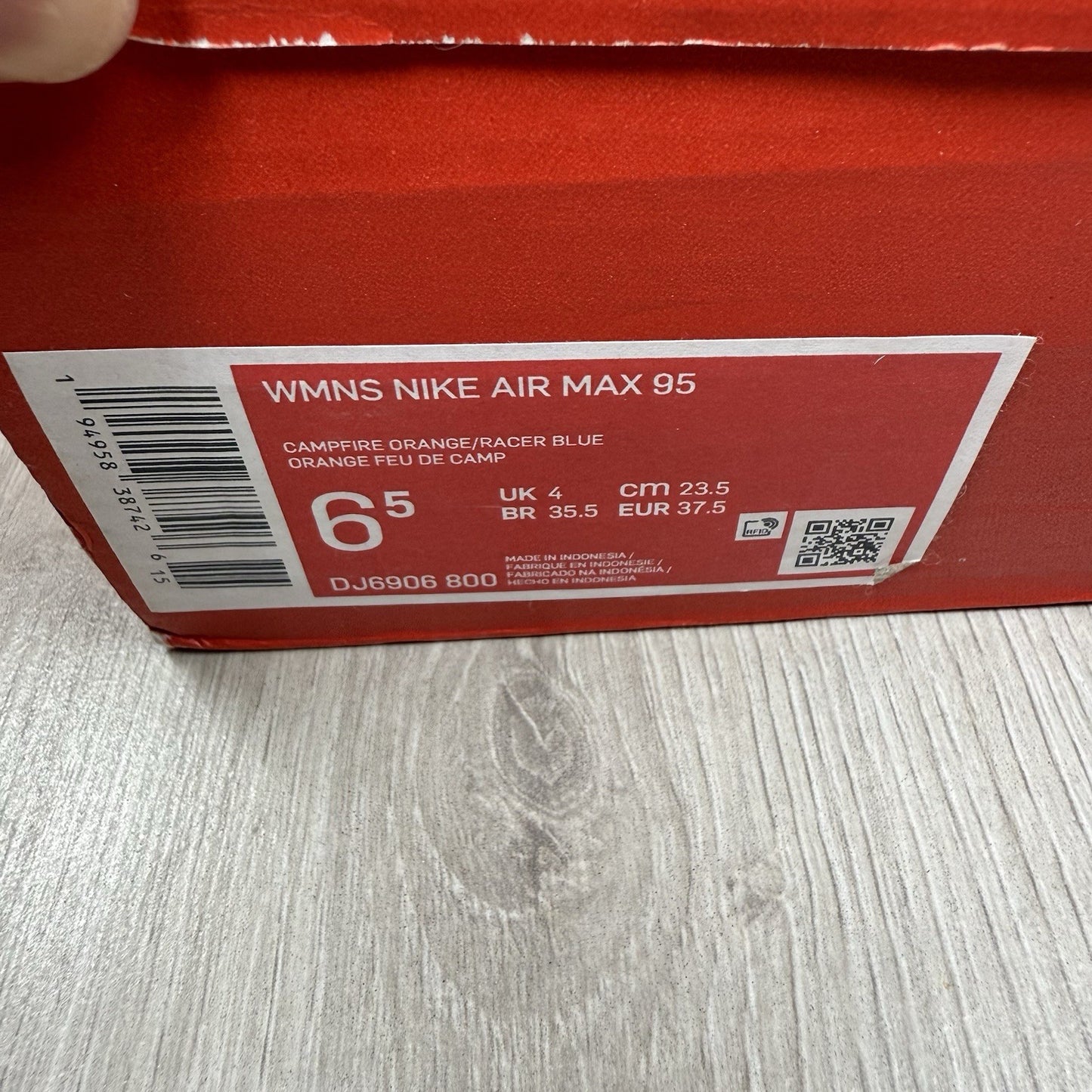 Nike Air Max 95 Trainers Campfire Orange Size UK4 US6.5 EU37.5 DJ6906-800