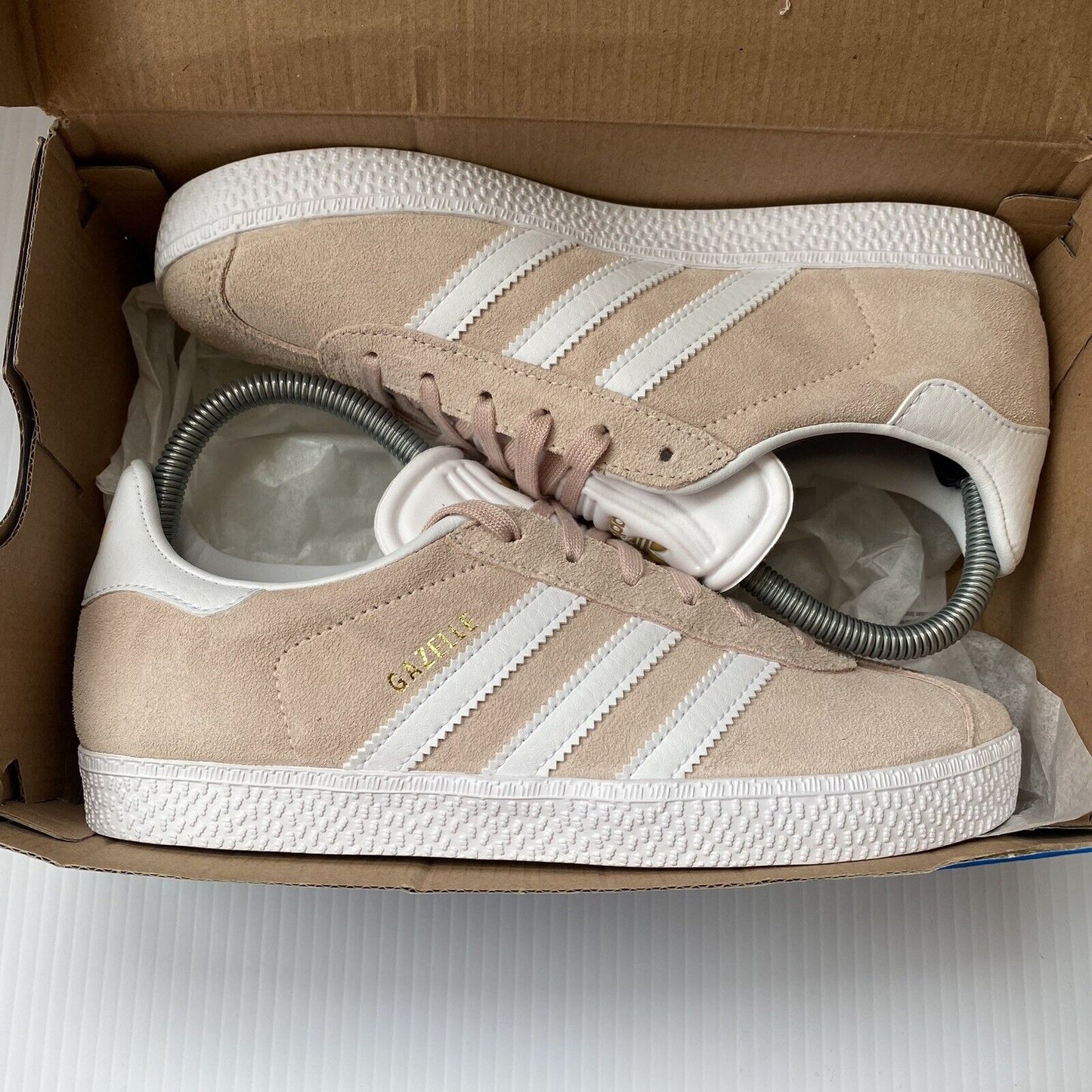 ADIDAS GAZELLE Kids Unisex Trainers Peach White UK4 US4.5 EU36 2/3 H01512 NEW