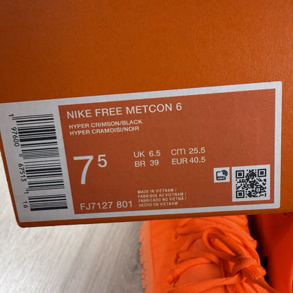 Nike Free Metcon 6 Trainers Hyper Crimson Size UK6.5 US7.5 EU40.5 FJ7127-801