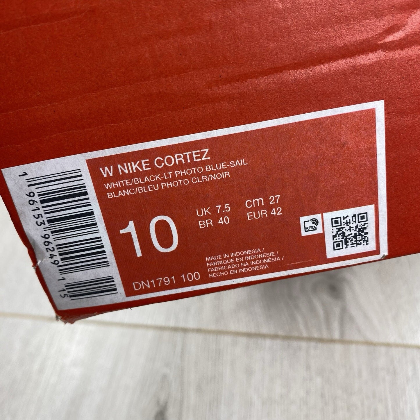 Nike Cortez Trainers White Black Size UK7.5 US10 EU42 DN1791-100 NEW