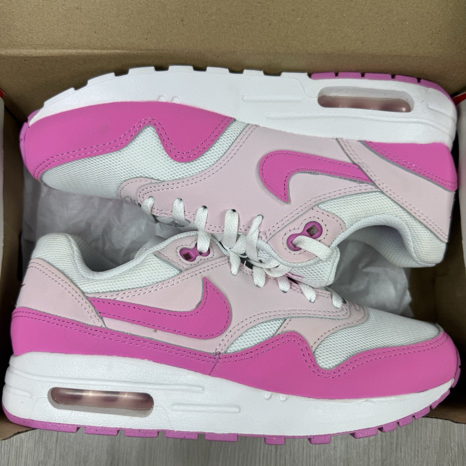 Nike Air Max 1 Trainers White Pink Foam Size UK5 EU38 FZ3559-1007