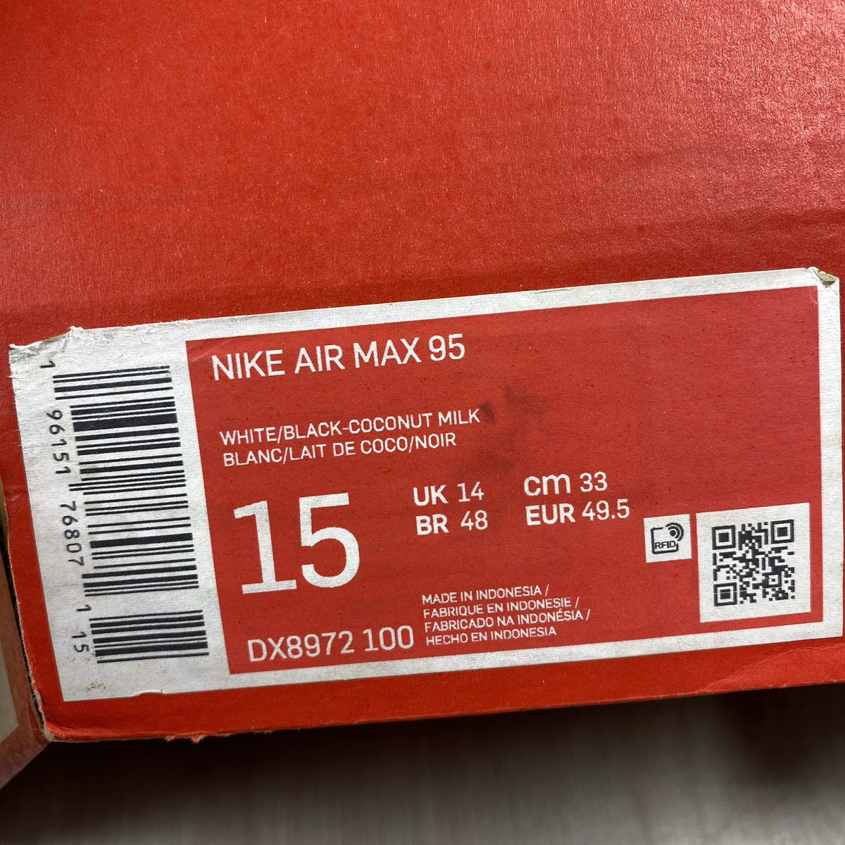 Nike Air Max 95 Trainers Leopard Tongue White Size UK14 DX8972-1006
