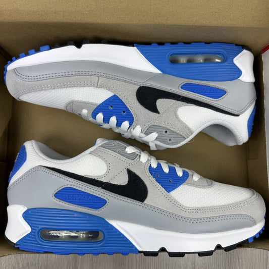 Nike Air Max 90 Trainers Pure Platinum Photo Blue Size UK9.5 FN6958-1020