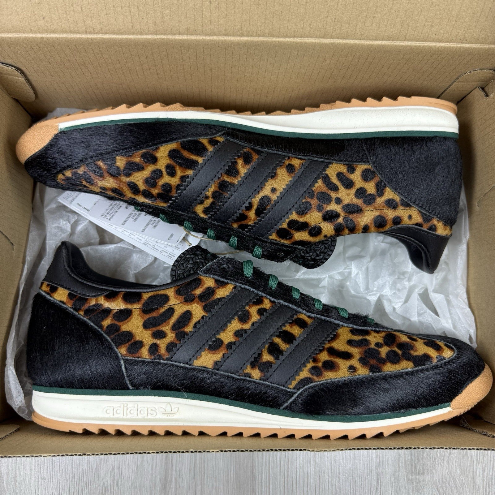 Adidas SL 72 OG Trainers Leopard Print Collegiate Green Black Size UK9 JI01870