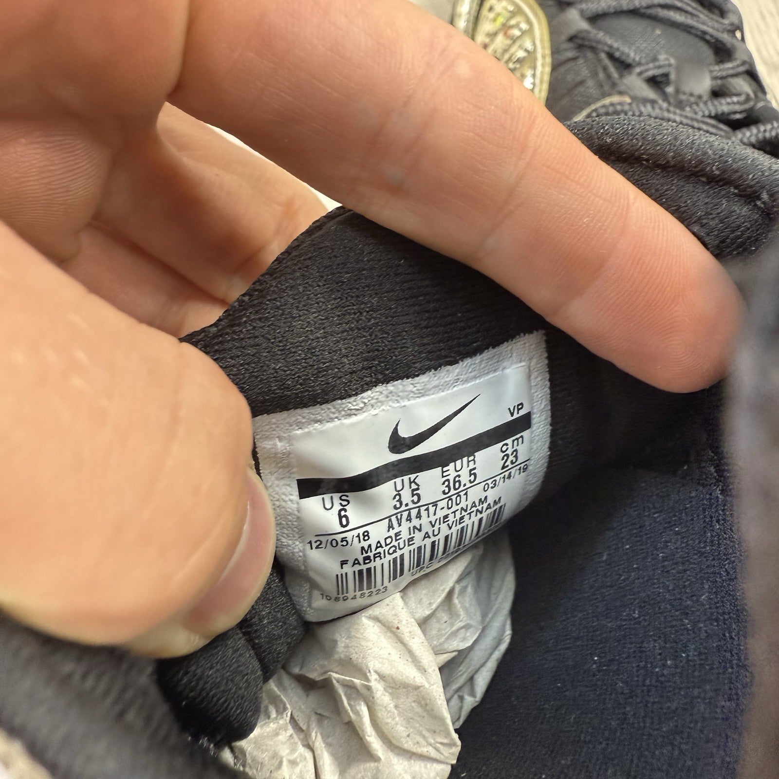 Nike Air Max 98 Trainers Recycled Black White Size UK3.5 AV4417-00115