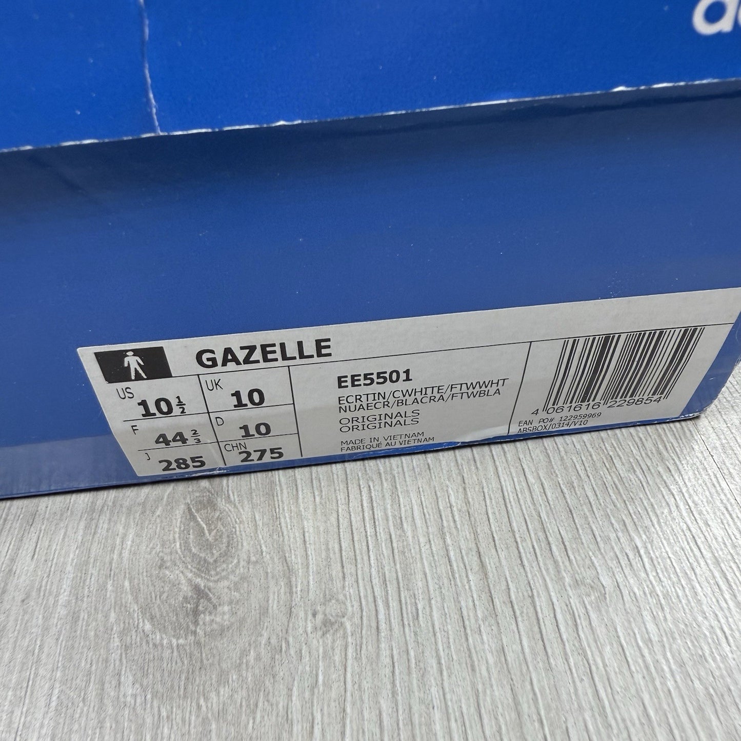 Adidas Gazelle Trainers Ecru Tint Beige White Size UK10 EE550114