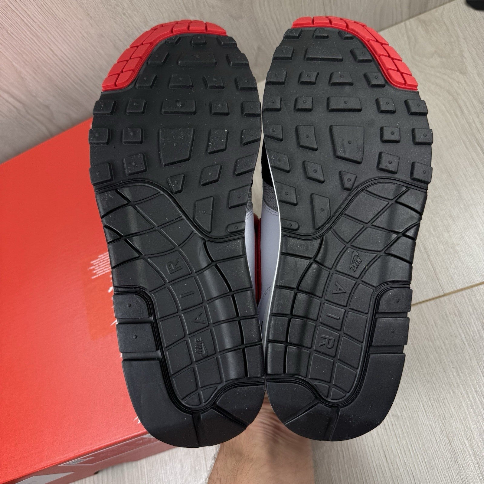 Nike Air Max 1 Trainers Chili Volt White Red Black Size UK6 HF0105-10016